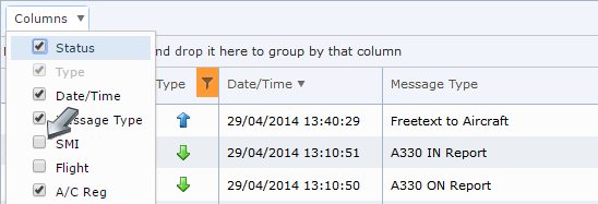 Click on Columns menu.