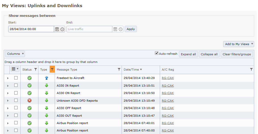 Uplinks and Downlinks custom view